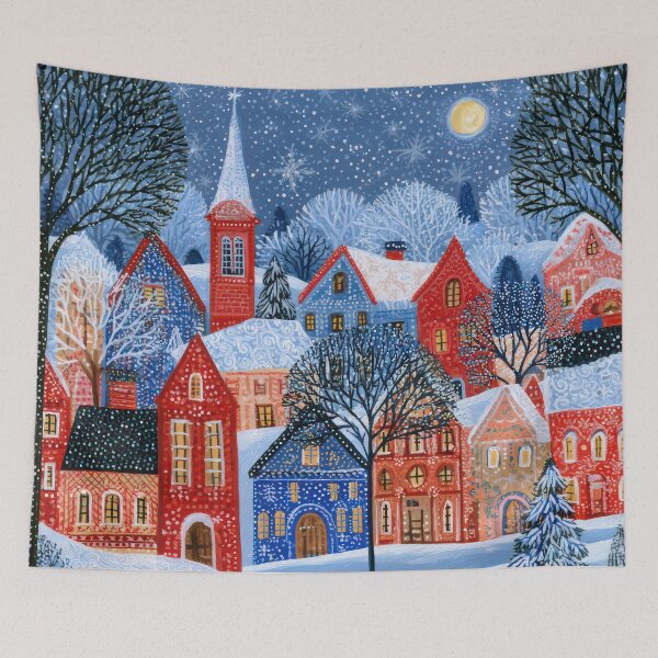 Item preview, Moonlight Over the Snowy Village designed and sold by NeoNebulaArt.