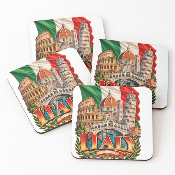 Item preview, Italy Vacation Landmarks Rome Colosseum Florence Pisa Venice Italian Flag designed and sold by PixelForge Studio2.