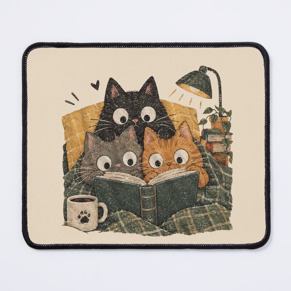 Item preview, Cute Cats Reading Book Vintage Cozy Reader Illustration designed and sold by hamadacolonel.