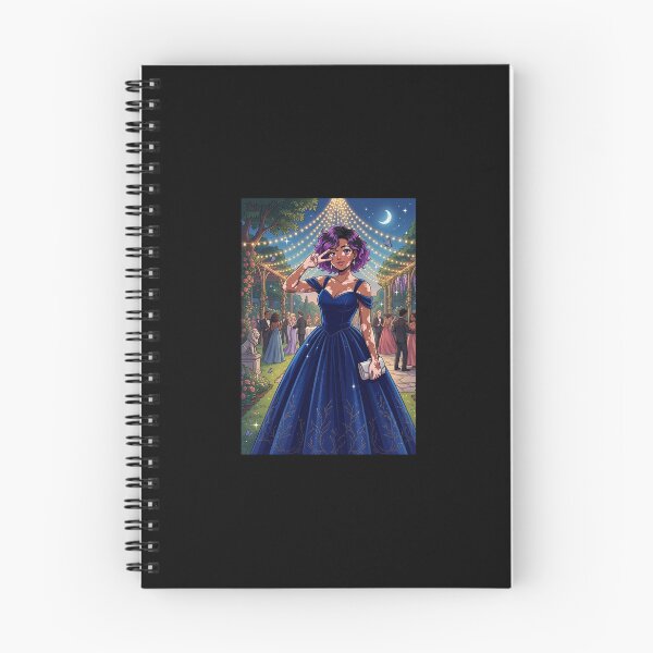 Item preview, Anime Illustration of a Smiling Woman with Vitiligo in a Royal Blue Prom Gown designed and sold by TheModernMuslimchibi&more .