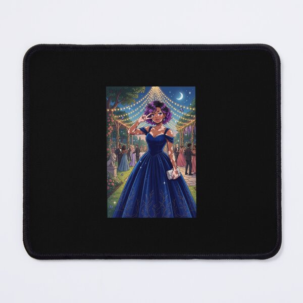 Item preview, Anime Illustration of a Smiling Woman with Vitiligo in a Royal Blue Prom Gown designed and sold by TheModernMuslimchibi&more .
