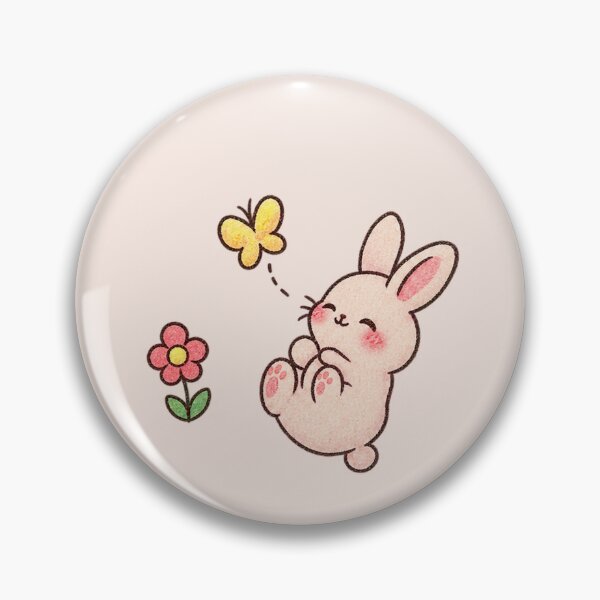 Item preview, Cute Kawaii Bunny with Butterfly and Flower, Pastel Spring Art designed and sold by thatskawaii.