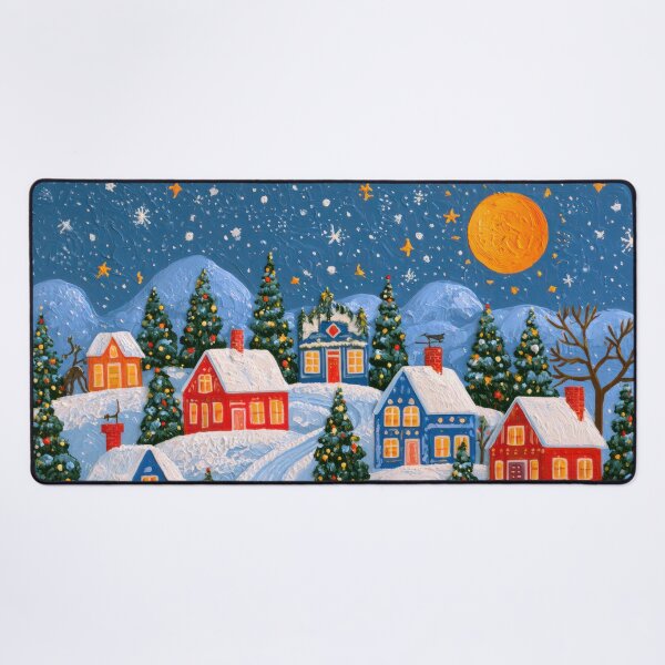 Item preview, Golden Moon Christmas Village designed and sold by NeoNebulaArt.