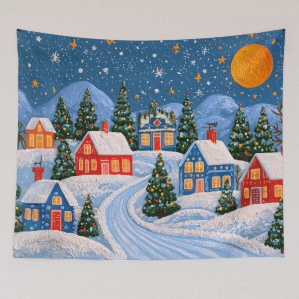 Item preview, Golden Moon Christmas Village designed and sold by NeoNebulaArt.
