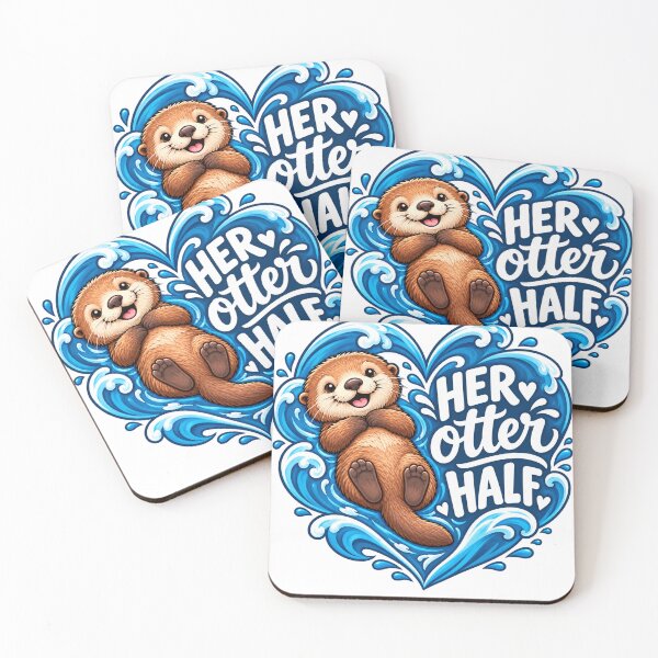 Item preview, Her Otter Half Cute Sea Otter Romantic Couple Valentine's Day Graphic designed and sold by PixelForge Studio2.