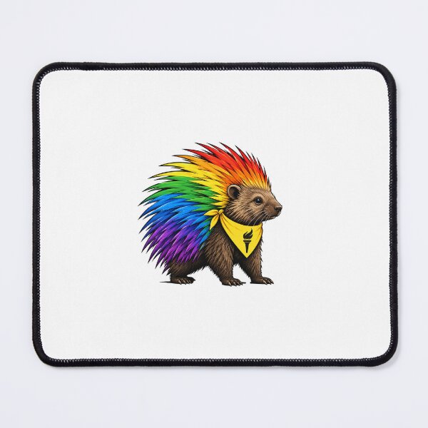 Item preview, Libertarian Rainbow Porcupine Mascot Vector Graphic | Pride Torch Bandana Illustration designed and sold by NotSoSubtleRosiePeas.