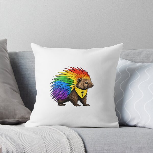 Item preview, Libertarian Rainbow Porcupine Mascot Vector Graphic | Pride Torch Bandana Illustration designed and sold by NotSoSubtleRosiePeas.