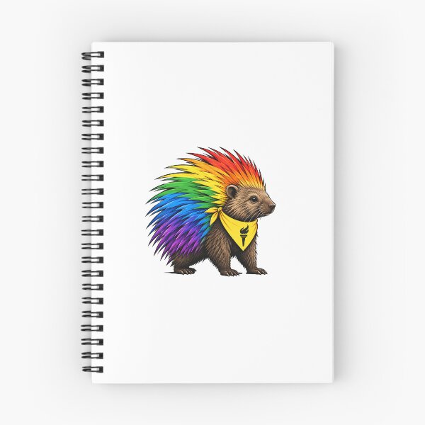 Item preview, Libertarian Rainbow Porcupine Mascot Vector Graphic | Pride Torch Bandana Illustration designed and sold by NotSoSubtleRosiePeas.