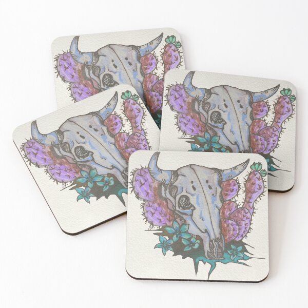 Item preview, Desert Skull & Cactus (Cow Skull + Purple Cacti) designed and sold by The Flourished Art.