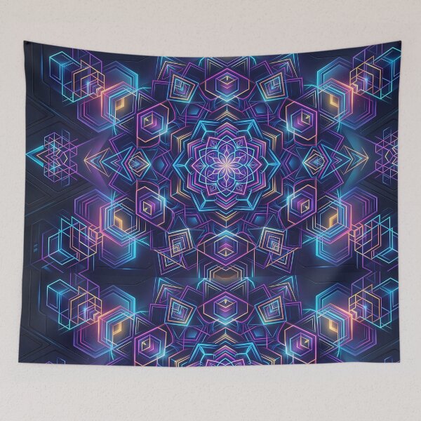 Item preview, I Vibrant Sacred Geometry Abstract Mandala Art Print designed and sold by ART ATTACK ZONE.