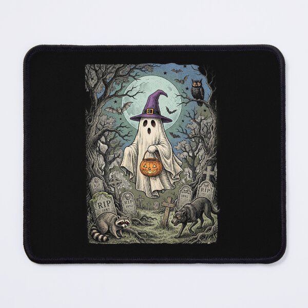Item preview, Vintage Halloween Spooky Graveyard Ghost Raccoon designed and sold by TeeARTHY.