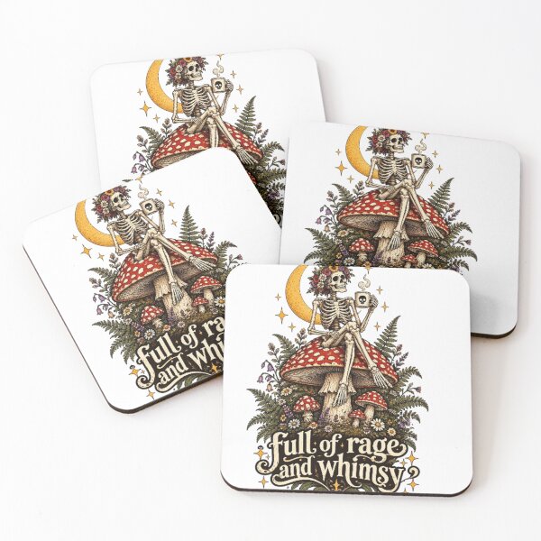 Item preview, Full Of Rage And Whimsy Skeleton Mushroom Cottagecore Goth Coffee Graphic designed and sold by PixelForge Studio2.