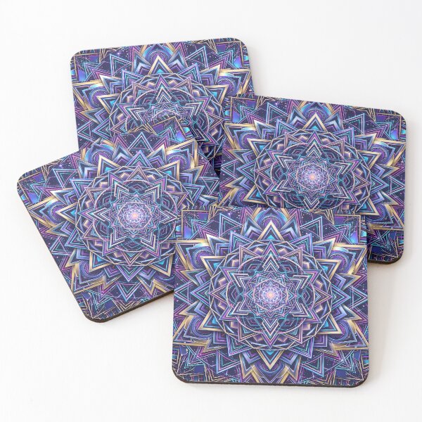 Item preview, 4 Vibrant Sacred Geometry Abstract Mandala Art Print designed and sold by ART ATTACK ZONE.