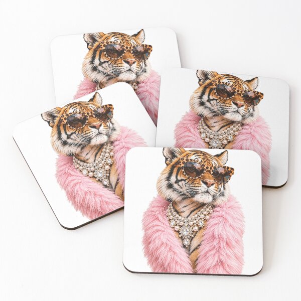 Item preview, Glam Tiger In Sunglasses Pink Fur Coat Chic Big Cat Lover Graphic  designed and sold by PixelForge Studio2.