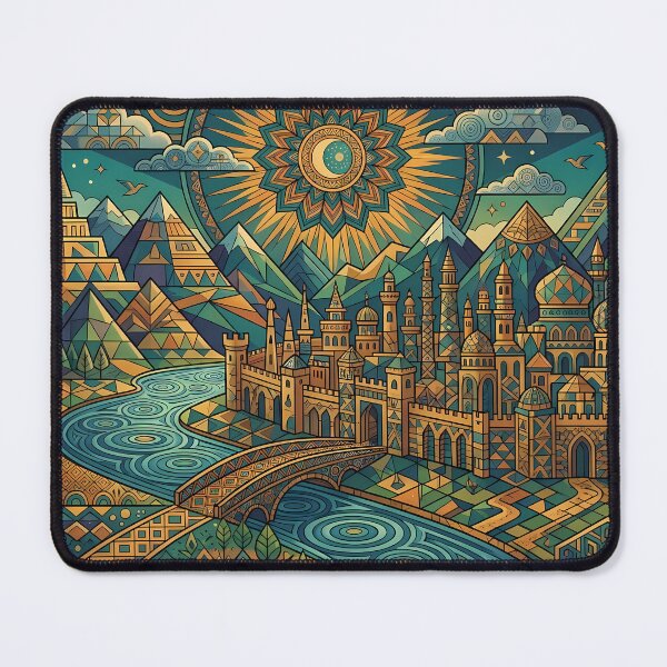 Item preview, Landscape Vibrant Sacred Geometry Abstract Mandala Art Print designed and sold by ART ATTACK ZONE.