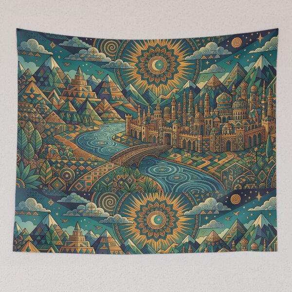 Item preview, Landscape Vibrant Sacred Geometry Abstract Mandala Art Print designed and sold by ART ATTACK ZONE.