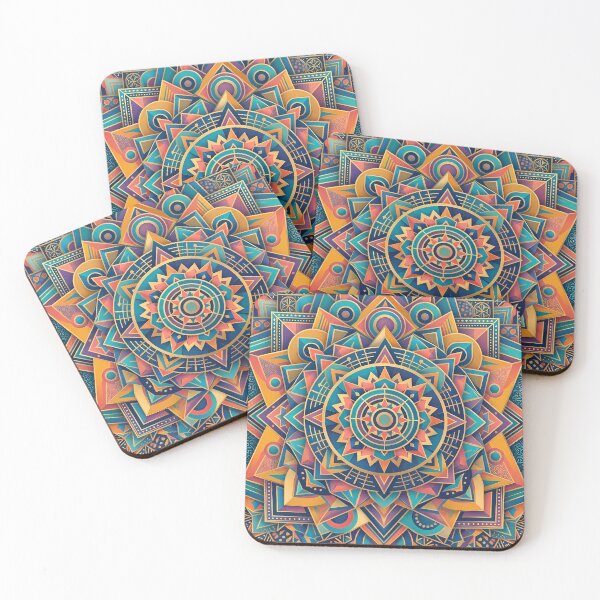 Item preview, Flower Vibrant Sacred Geometry Abstract Mandala Art Print designed and sold by ART ATTACK ZONE.