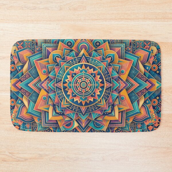 Item preview, Flower Vibrant Sacred Geometry Abstract Mandala Art Print designed and sold by ART ATTACK ZONE.
