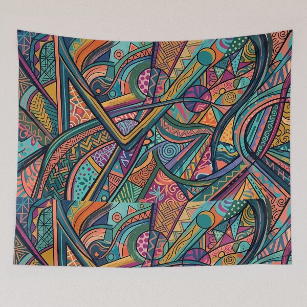 Item preview, Paint Vibrant Sacred Geometry Abstract Mandala Art Print designed and sold by ART ATTACK ZONE.