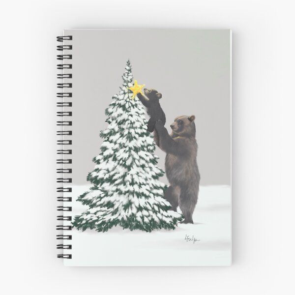 Item preview, Bear and cub decorating snow laden tree designed and sold by Lynne Fulp.