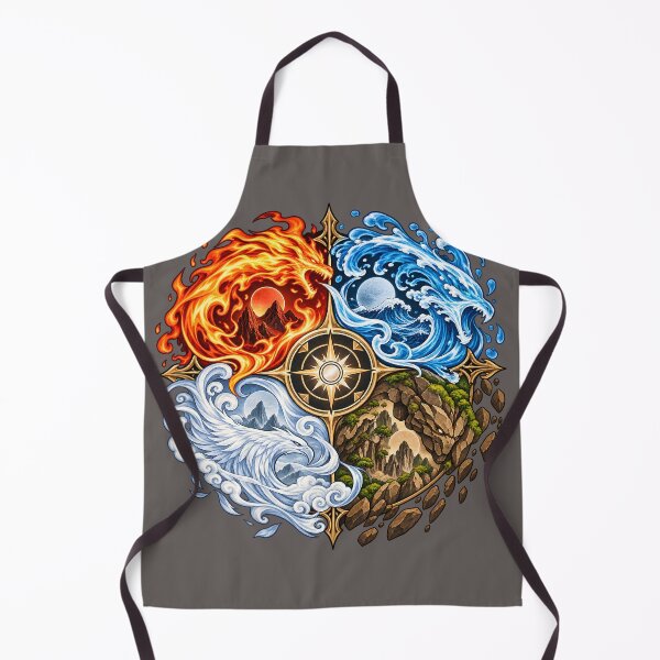 Item preview, Four Elements Fantasy Crest – Fire Water Earth Air Elemental Compass designed and sold by KawaiiOrbit.