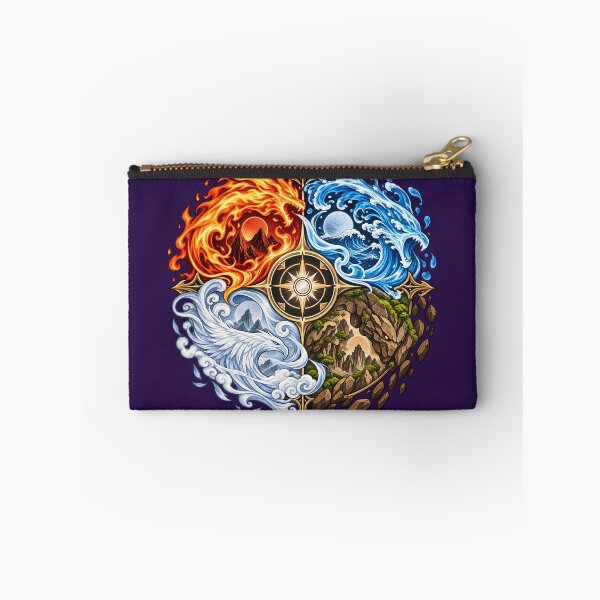 Item preview, Four Elements Fantasy Crest – Fire Water Earth Air Elemental Compass designed and sold by KawaiiOrbit.