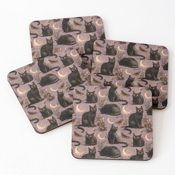 Item preview, Mystical Black Cats Under Crescent Moons designed and sold by NinthLantern.