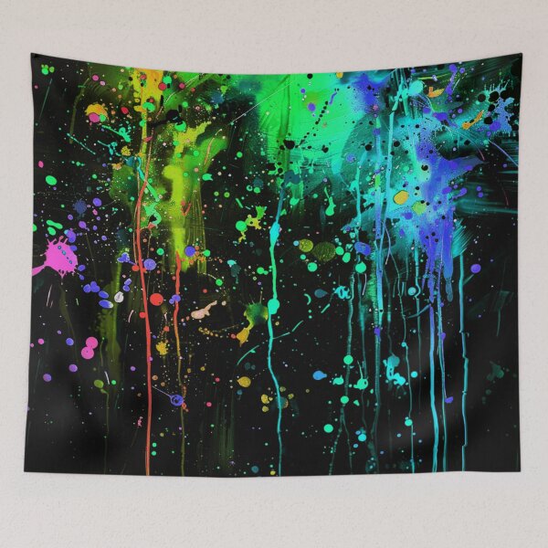 Item preview, Vibrant Green and Blue Abstract Paint Splatter Art  designed and sold by DEC02.