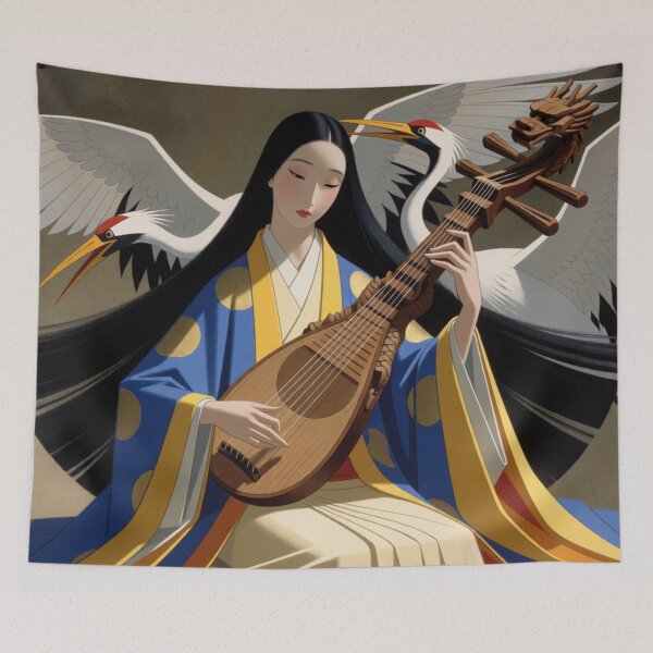 Item preview, Pipa Melodies Flow Where the White Cranes Flow designed and sold by SabaMirzique.