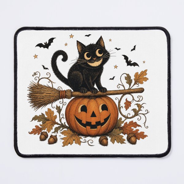 Item preview, Black Cat on Broom designed and sold by JoyfullyOffbeat.