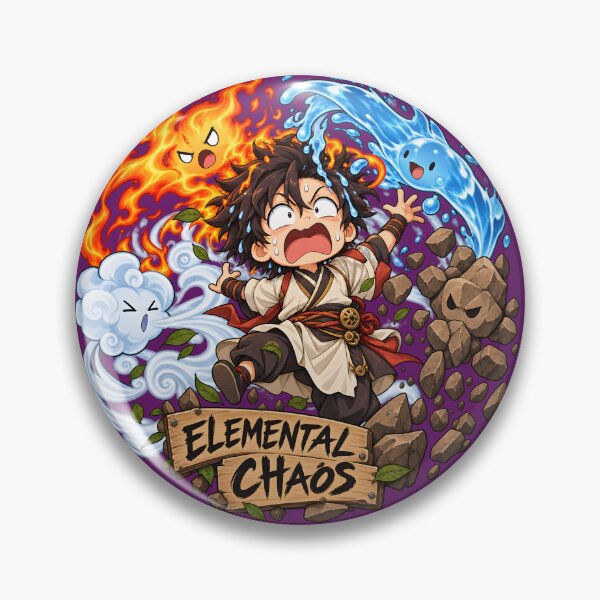 Item preview, Elemental Chaos Anime Warrior – Funny Four Elements Fire Water Earth Air designed and sold by KawaiiOrbit.