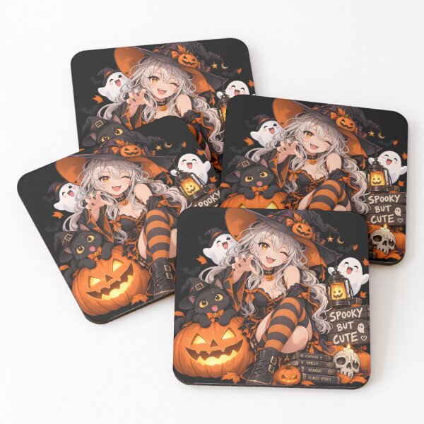 Item preview, Spooky But Cute Anime Witch Halloween – Kawaii Witch, Black Cat and Jack O Lantern designed and sold by KawaiiOrbit.