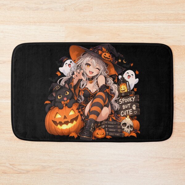 Item preview, Spooky But Cute Anime Witch Halloween – Kawaii Witch, Black Cat and Jack O Lantern designed and sold by KawaiiOrbit.