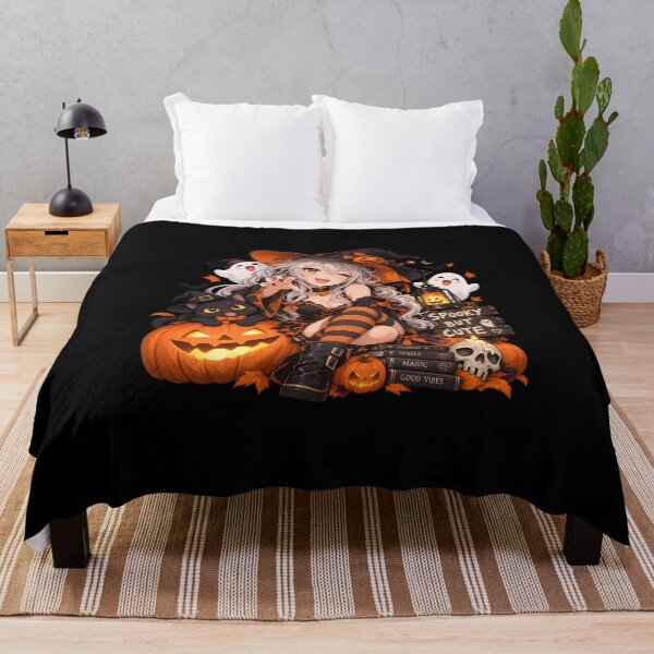 Item preview, Spooky But Cute Anime Witch Halloween – Kawaii Witch, Black Cat and Jack O Lantern designed and sold by KawaiiOrbit.