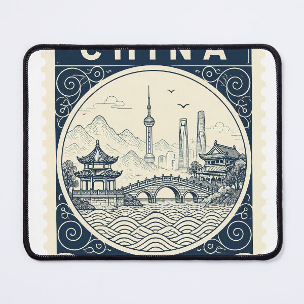 Item preview, Copy of Ancient China City Vintage Stamp Poster | Chinese Landscape Line Art | Traditional Asian Heritage Design. designed and sold by TialCorner.