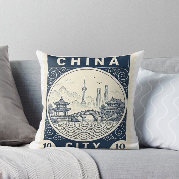 Item preview, Copy of Ancient China City Vintage Stamp Poster | Chinese Landscape Line Art | Traditional Asian Heritage Design.  designed and sold by TialCorner.
