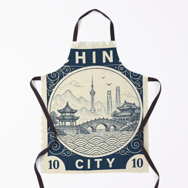 Item preview, Copy of Ancient China City Vintage Stamp Poster | Chinese Landscape Line Art | Traditional Asian Heritage Design.  designed and sold by TialCorner.