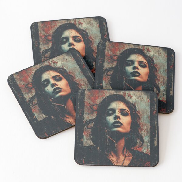 Item preview, Gothic Grunge Vampire Portrait Red and Teal Splatter Art designed and sold by ERODED SELF.