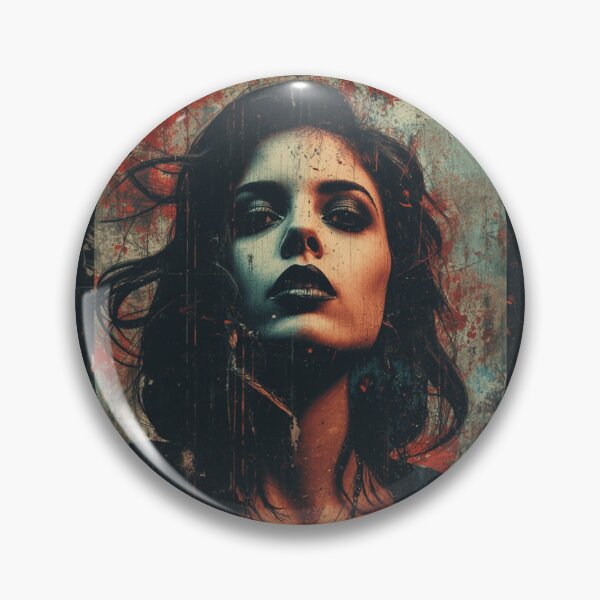 Item preview, Gothic Grunge Vampire Portrait Red and Teal Splatter Art designed and sold by ERODED SELF.