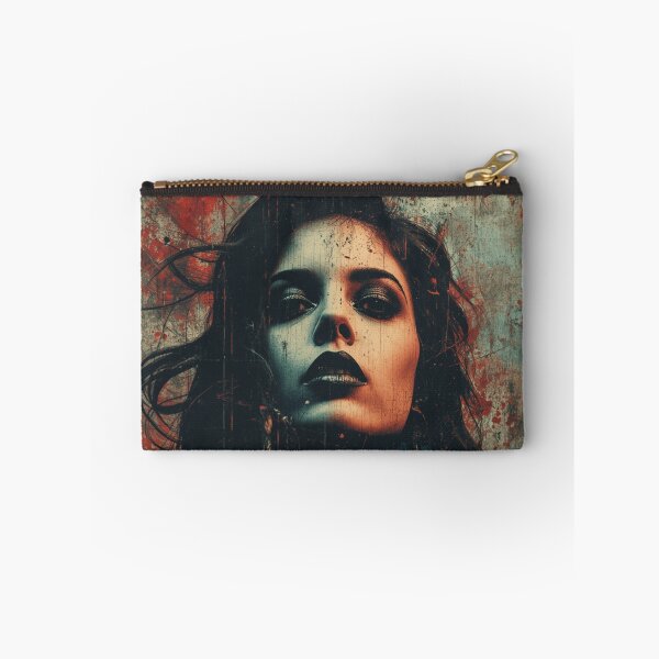 Item preview, Gothic Grunge Vampire Portrait Red and Teal Splatter Art designed and sold by ERODED SELF.