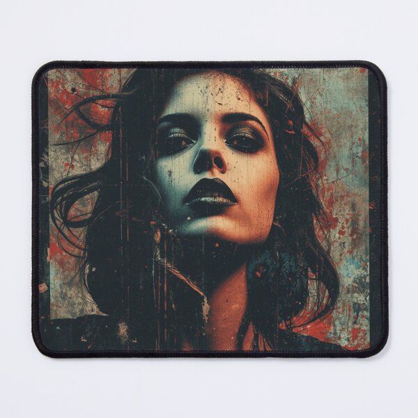 Item preview, Gothic Grunge Vampire Portrait Red and Teal Splatter Art designed and sold by ERODED SELF.