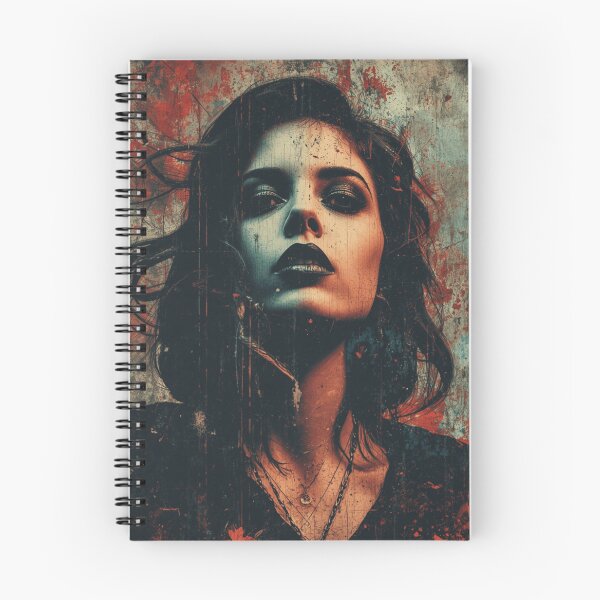 Item preview, Gothic Grunge Vampire Portrait Red and Teal Splatter Art designed and sold by ERODED SELF.