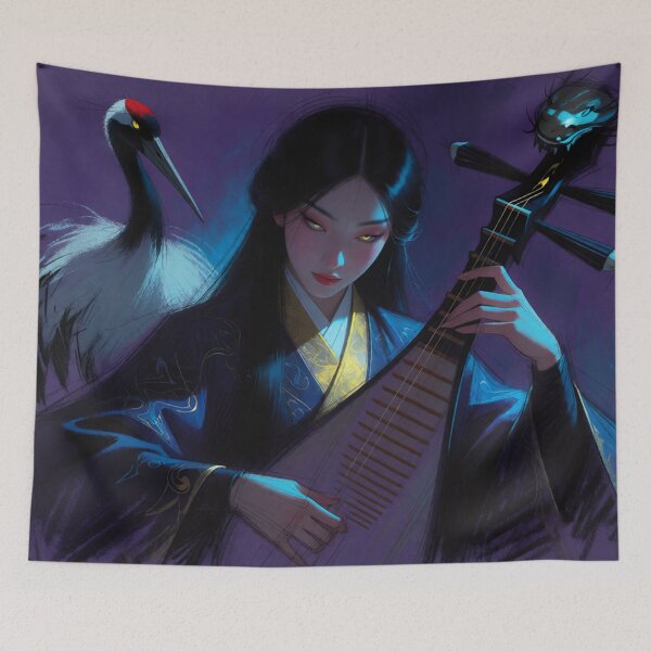 Item preview, Pipa Melodies Flow Where the White Cranes Flow (V3) designed and sold by SabaMirzique.