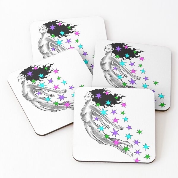 Item preview, Floating Woman Stars Stippling Art designed and sold by MARCOSURREAL.