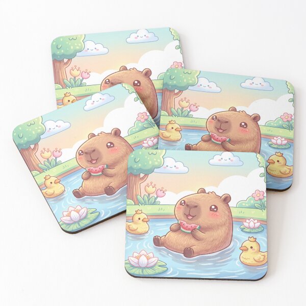 Item preview, Kawaii capy in a pond  designed and sold by DBSA.