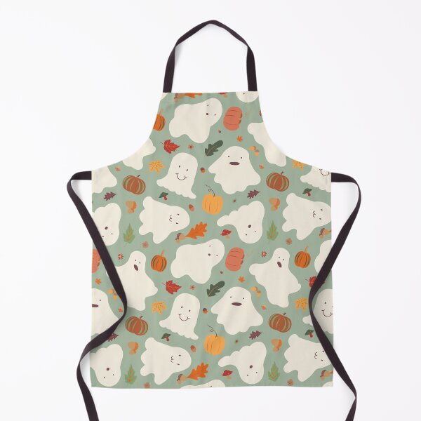 Item preview, Kawaii Autumnal Ghosts in Smoke Green designed and sold by YesterdayColl.