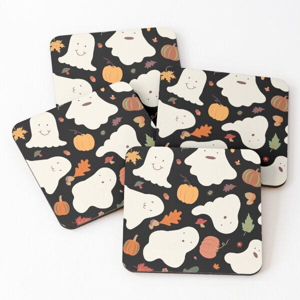 Item preview, Kawaii Autumnal Ghosts in Black designed and sold by YesterdayColl.