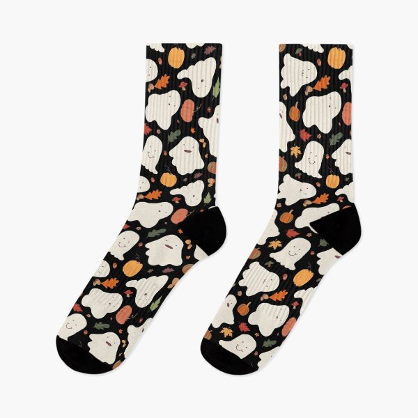 Item preview, Kawaii Autumnal Ghosts in Black designed and sold by YesterdayColl.