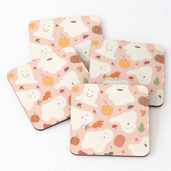 Item preview, Kawaii Autumnal Ghosts in Blush Pink designed and sold by YesterdayColl.