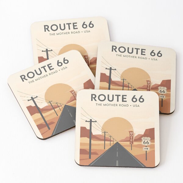 Item preview, Route 66 Vintage Travel Poster - Minimalist Highway Road Trip Art Print designed and sold by DuckOddity.